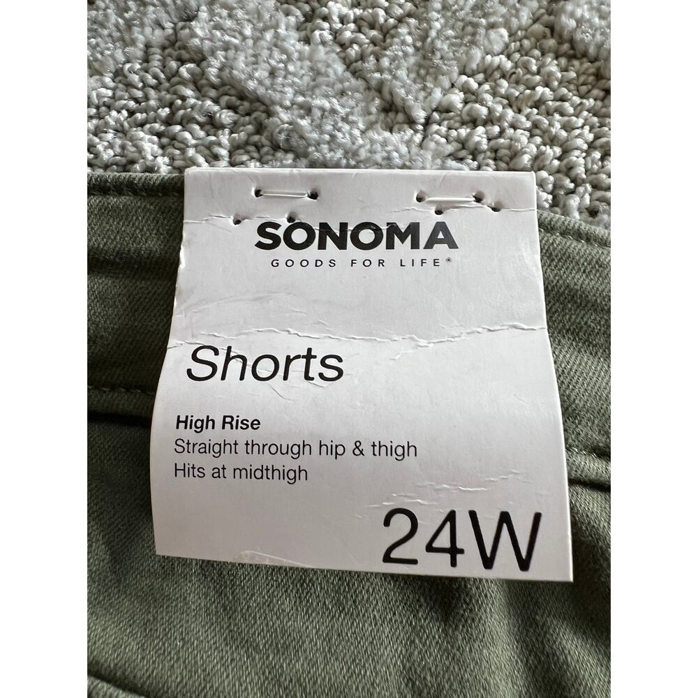 Sonoma Shorts Womens 24W Army Green Utility Boyfriend High Rise Denim Jean Fray - Picture 3 of 8